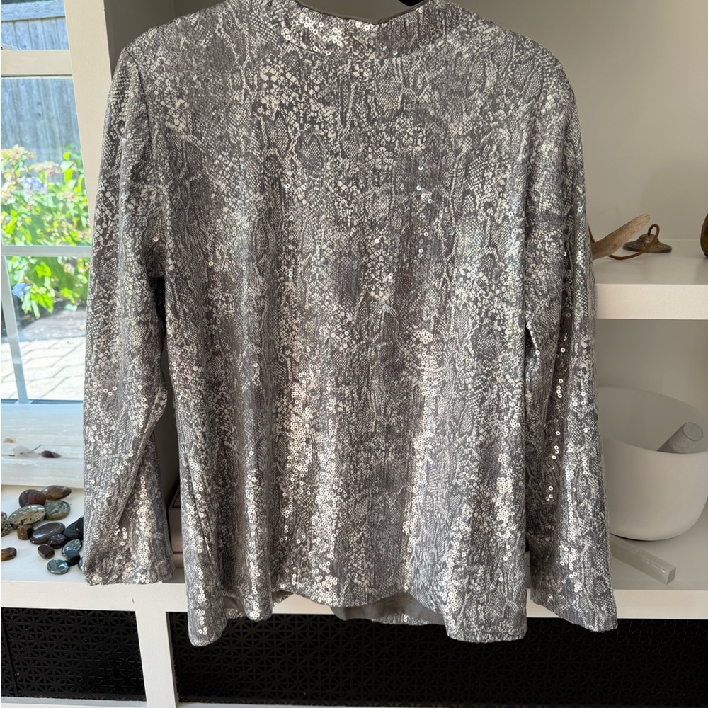 Chico's Silver Sequin Blouse